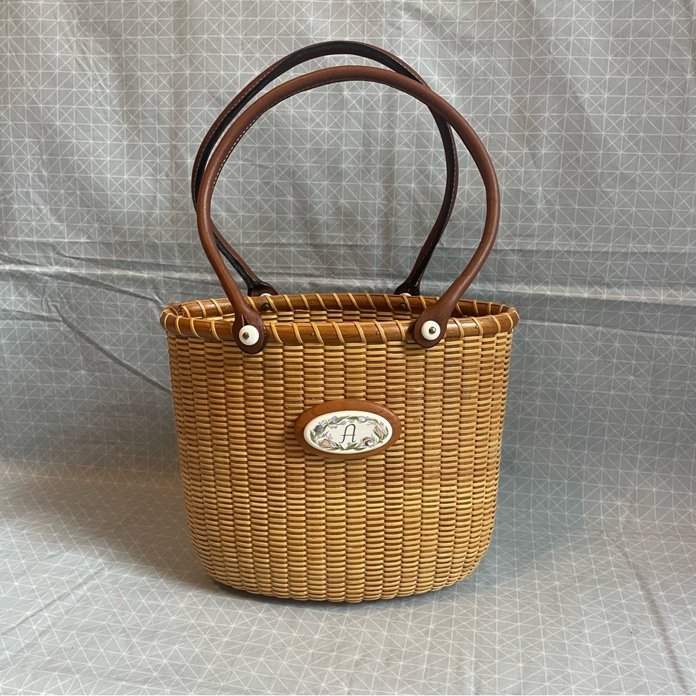 Nantucket Basket Leather Strap Tote “A” Monogram